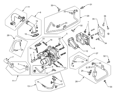 Turbo Charger Diagram and Parts List for 7304 54AD741100-54AT741100-54BD741100-54BT741100 Cub Cadet Lawn Tractor